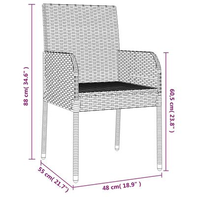 vidaXL 5-tlg. Garten-Essgruppe mit Kissen Schwarz Poly Rattan