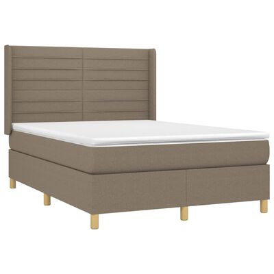 vidaXL Boxspringbett mit Matratze & LED Taupe 140x190 cm Stoff