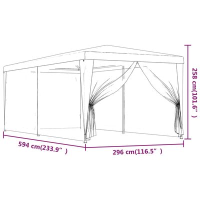 vidaXL Partyzelt mit 6 Mesh-Seitenwänden Anthrazit 3x6 m HDPE