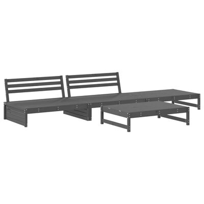 vidaXL 4-tlg. Garten-Lounge-Set mit Kissen Grau Massivholz