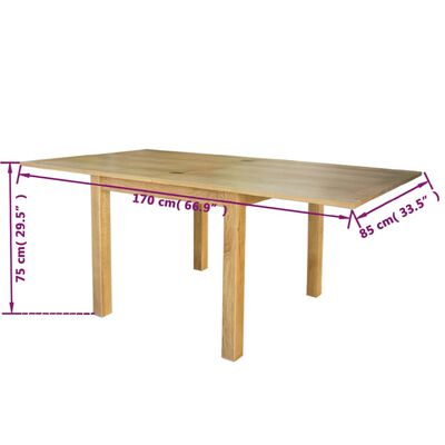 vidaXL Ausziehtisch Eichenholz 170x85x75 cm