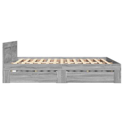 vidaXL Bettgestell mit Kopfteil Grau Sonoma 140x190 cm Holzwerkstoff