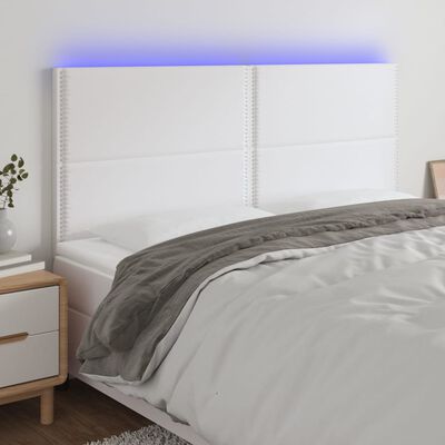 vidaXL LED Kopfteil Weiß 180x5x118/128 cm Kunstleder