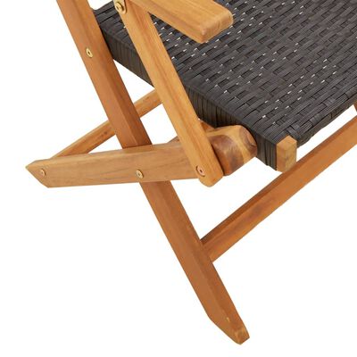 vidaXL 3-tlg. Bistro-Set Schwarz Poly Rattan und Massivholz