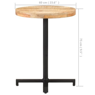 vidaXL Bistrotisch Rund Ø60x75 cm Raues Mangoholz