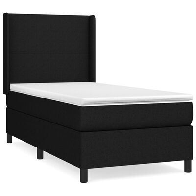 vidaXL Boxspringbett mit Matratze Schwarz 90x190 cm Stoff