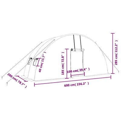 vidaXL Gewächshaus mit Stahlrahmen Weiß 12 m² 6x2x2,85 m