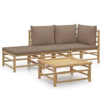 vidaXL 4-tlg. Garten-Lounge-Set mit Taupe Kissen Bambus