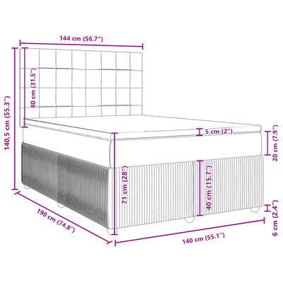 vidaXL Boxspringbett mit Matratze Creme 140x190 cm Stoff