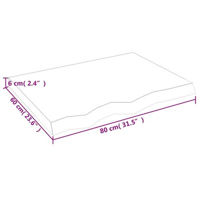 vidaXL Tischplatte 80x60x(2-6) cm Massivholz Eiche Unbehandelt