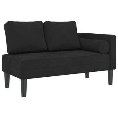 vidaXL Chaiselongue mit Kissen Schwarz Samt