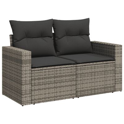 vidaXL 10-tlg. Garten-Sofagarnitur mit Kissen Grau Poly Rattan