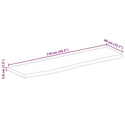 vidaXL Tischplatte 110x40x3,8 cm Baumkante Massivholz Raues Mangoholz