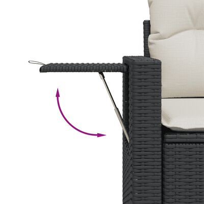 vidaXL 8-tlg. Garten-Sofagarnitur mit Kissen Schwarz Poly Rattan