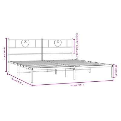 vidaXL Bettgestell mit Kopfteil Metall Weiß 180x200 cm