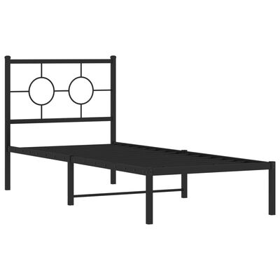 vidaXL Bettgestell mit Kopfteil Metall Schwarz 75x190 cm