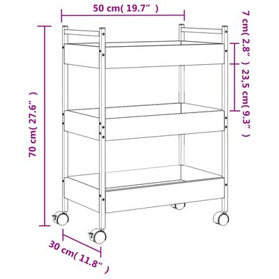 vidaXL Küchenwagen Schwarz 50x30x70 cm Holzwerkstoff