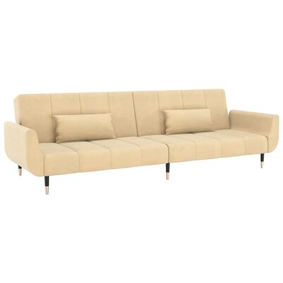 vidaXL Schlafsofa 2-Sitzer mit 2 Kissen Creme Samt