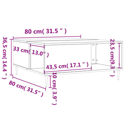 vidaXL Couchtisch Hochglanz-Weiß 80x80x36,5 cm Holzwerkstoff