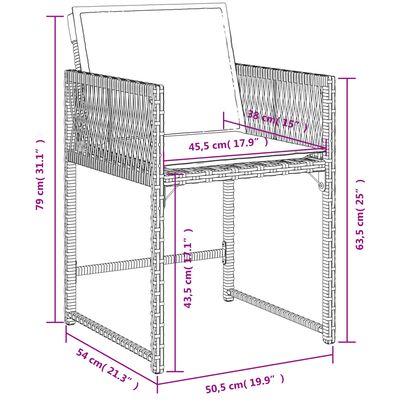 vidaXL 13-tlg. Garten-Essgruppe mit Kissen Grau Poly Rattan