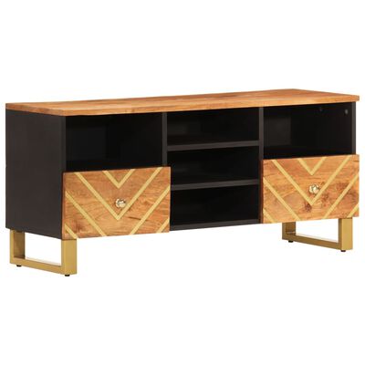 vidaXL TV-Schrank Braun und Schwarz 100x33,5x46 cm Massivholz Mango