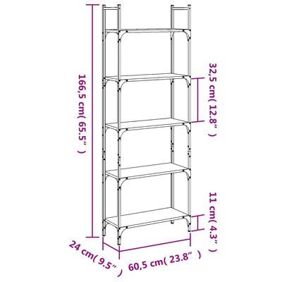 vidaXL Bücherregal 5 Böden Sonoma-Eiche 60,5x24x166,5 cm Holzwerkstoff