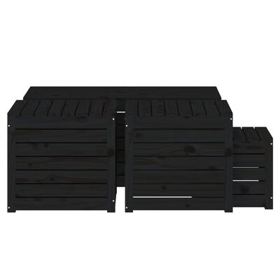 vidaXL 4-tlg. Gartenbox-Set Schwarz Massivholz Kiefer