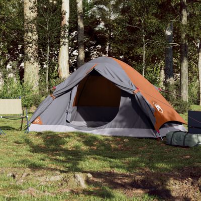 vidaXL Kuppel-Campingzelt 2 Personen Grau und Orange Wasserdicht