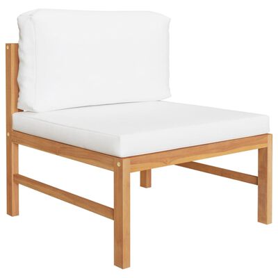 vidaXL 5-tlg. Garten-Lounge-Set mit Creme Kissen Massivholz Teak