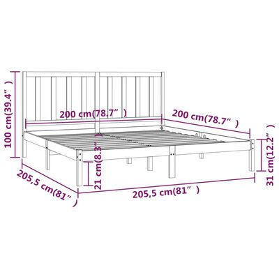 vidaXL Massivholzbett Kiefer 200x200 cm