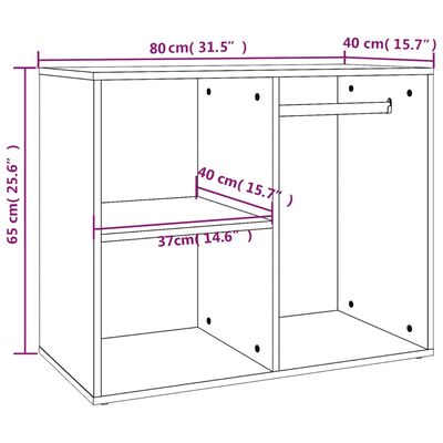 vidaXL Regal für Schminktisch Schwarz 80x40x65 cm Holzwerkstoff