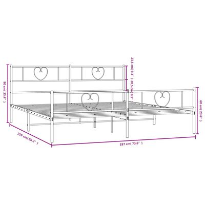 vidaXL Bettgestell mit Kopf- und Fußteil Metall Weiß 183x213 cm