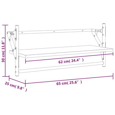 vidaXL Wandregale mit Stangen 2 Stk. Braun Eichen-Optik 65x25x30 cm