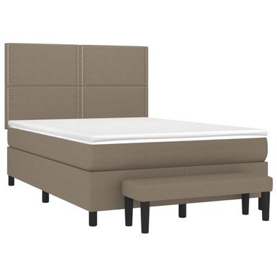 vidaXL Boxspringbett mit Matratze Taupe 140x200 cm Stoff