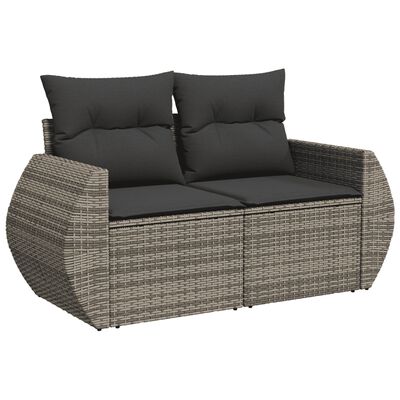 vidaXL 8-tlg. Garten-Sofagarnitur mit Kissen Grau Poly Rattan