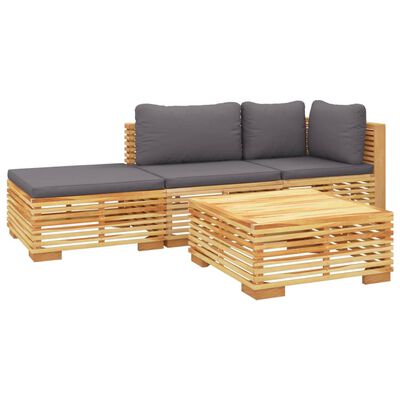 vidaXL 4-tlg. Garten-Lounge-Set mit Kissen Massivholz Teak