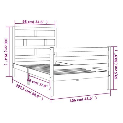 vidaXL Massivholzbett Kiefer 100x200 cm