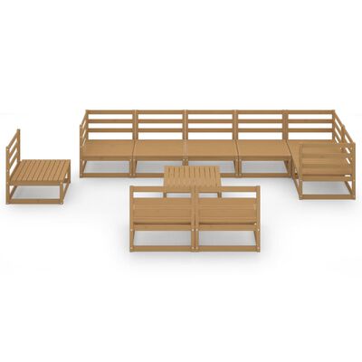 vidaXL 10-tlg. Garten-Lounge-Set Honigbraun Massivholz Kiefer