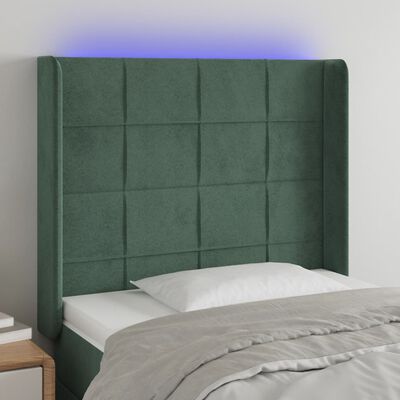 vidaXL LED Kopfteil Dunkelgrün 83x16x118/128 cm Samt