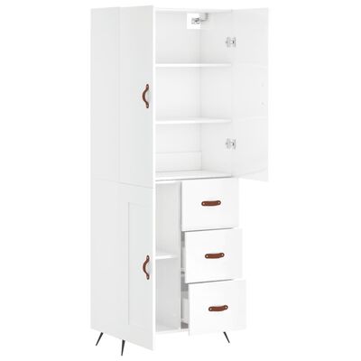 vidaXL Highboard Hochglanz-Weiß 69,5x34x180 cm Holzwerkstoff