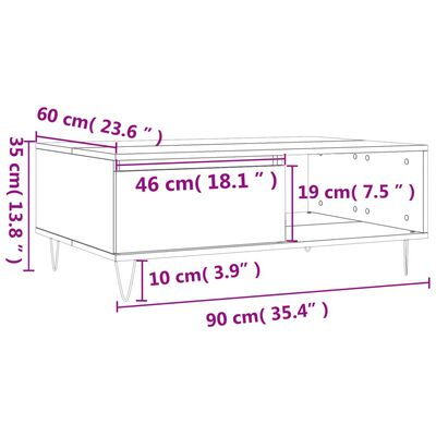 vidaXL Couchtisch Räuchereiche 90x60x35 cm Holzwerkstoff