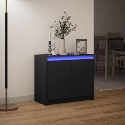 vidaXL LED-Sideboard Schwarz 72x34x61 cm Holzwerkstoff