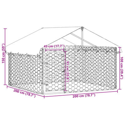 vidaXL Outdoor-Hundezwinger mit Dach 200x200x150 cm