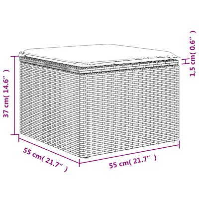 vidaXL 6-tlg. Garten-Sofagarnitur mit Kissen Hellgrau Poly Rattan