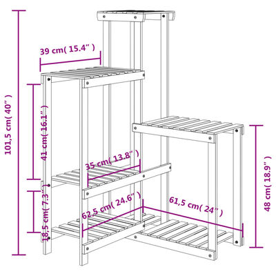 vidaXL Blumenständer 62,5x61,5x101,5 cm Massivholz Tanne