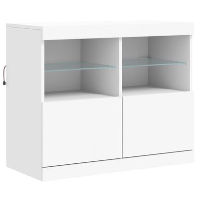 vidaXL Sideboard mit LED-Leuchten Weiß 283x37x67 cm