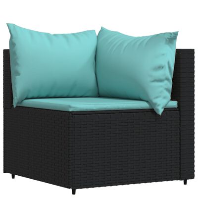 vidaXL 4-tlg. Garten-Lounge-Set mit Kissen Schwarz Poly Rattan