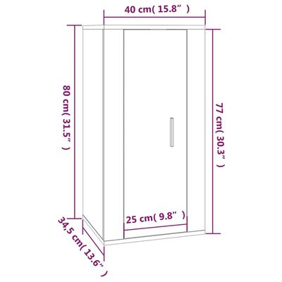 vidaXL TV-Wandschrank Schwarz 40x34,5x80 cm