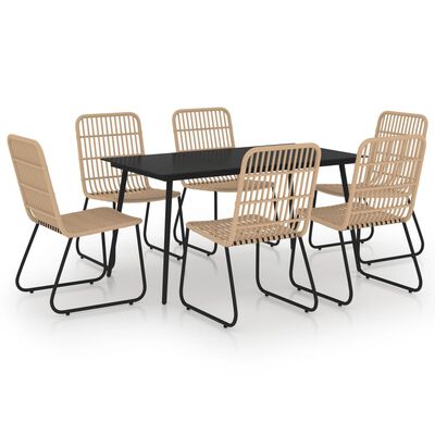 vidaXL 7-tlg. Garten-Essgruppe Poly Rattan und Glas