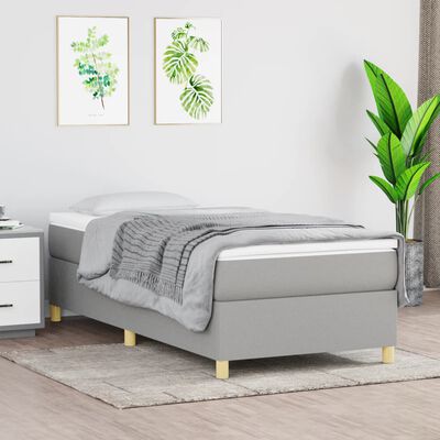 vidaXL Boxspringbett mit Matratze Hellgrau 90x190 cm Stoff